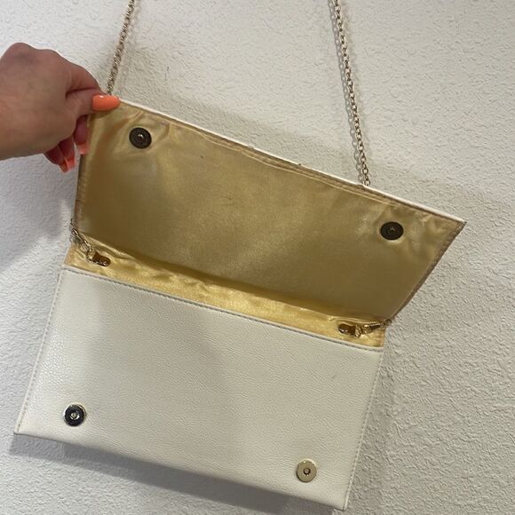 White diamond studded clutch shoulder bag - Picture 5 of 7